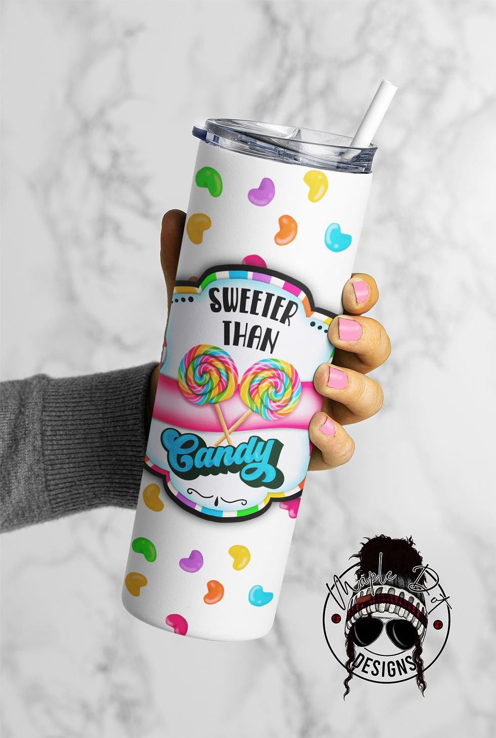 Thumbnail: Sweeter Than Candy Tumbler Wrap - 20oz Straight Tumbler Sublimation