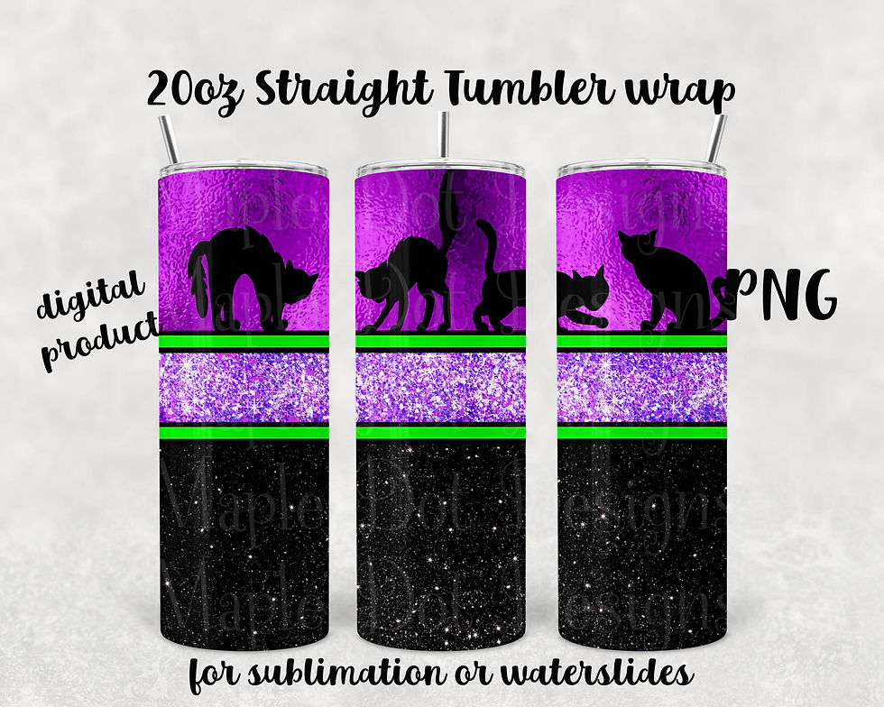 Thumbnail: Black Cat Halloween Tumbler Wrap - 20oz Straight Tumbler Sublimation