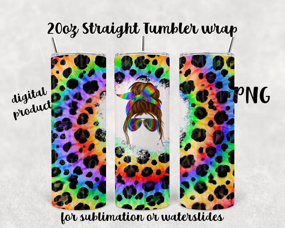 Thumbnail: Rainbow Leopard Tumbler Wrap - 20oz Straight Tumbler Sublimation