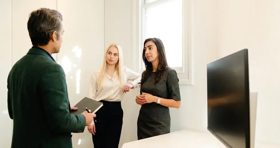 Sadaf with students discussing MSc Marketing Programs in the UK and Europe