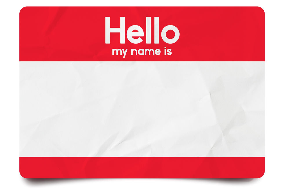 Blank "hello my name is" tag