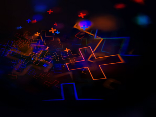 Abstract glowing crosses against dark background