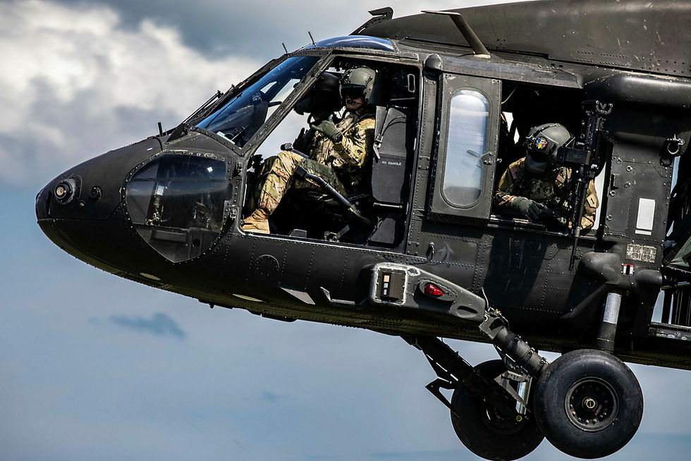 Helicopter on approach to landing.