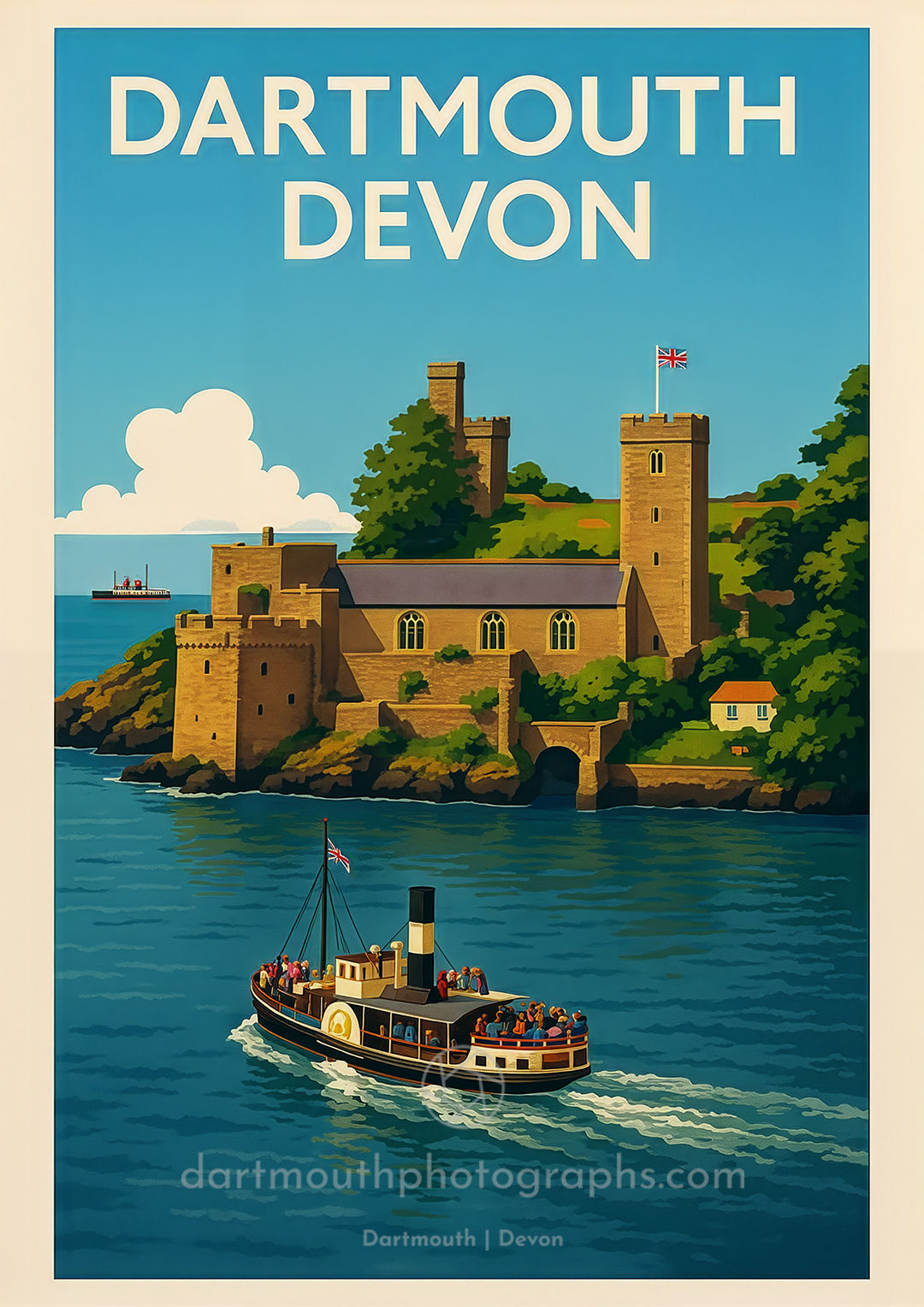 PS Kingswear Castle/Dartmouth Castle - A2 Retro Travel Poster