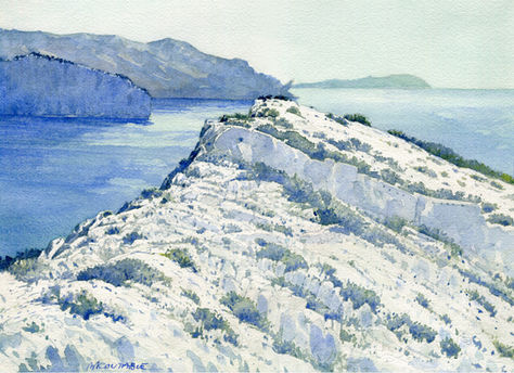 Dessiner-Marseille--Cap Morgiou au Matin - Massif des calanques