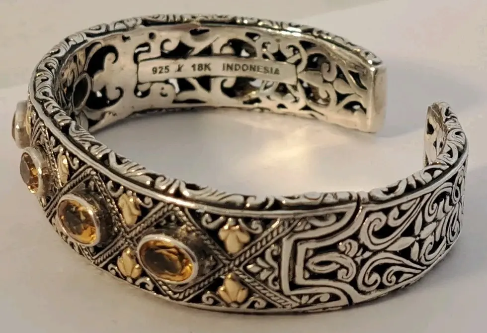 Thumbnail: Robert MANSE Orange Citrine Sterling 18k Gold Cuff Bracelet Sterling Silver