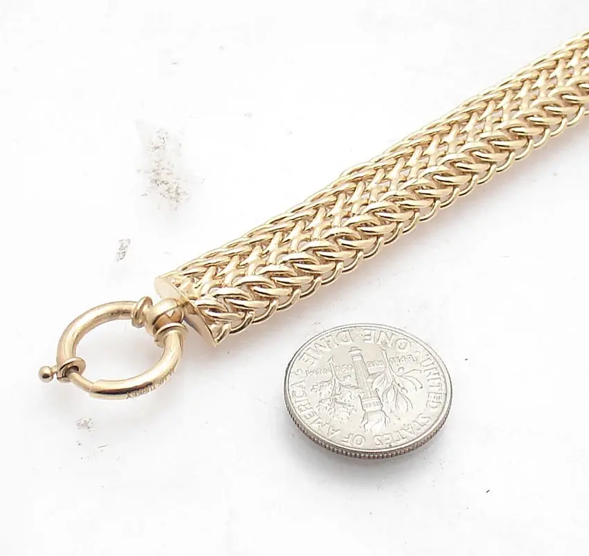 Thumbnail: 7" Interlocked Curb Cuban Link Bracelet 14K Yellow Gold