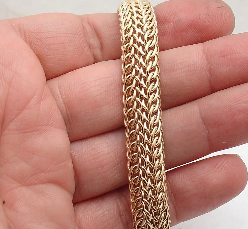 Thumbnail: 7" Interlocked Curb Cuban Link Bracelet 14K Yellow Gold