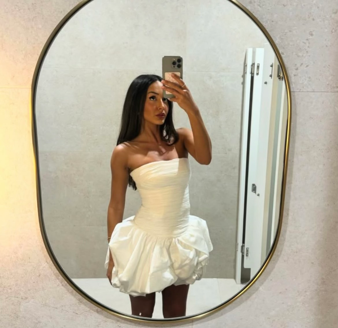 Aje Violette Bubble Hem Mini in Ivory