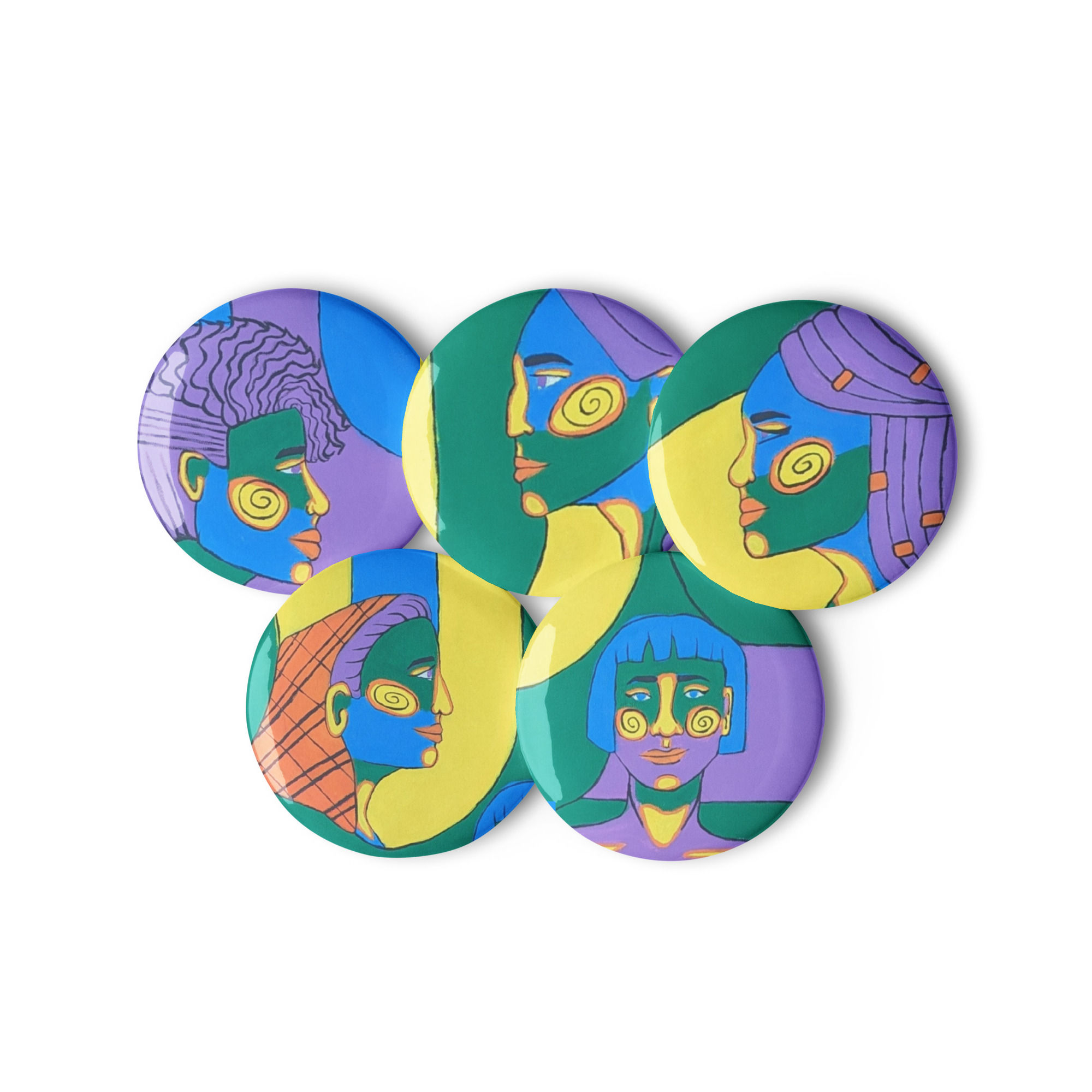 Colorful faces buttons