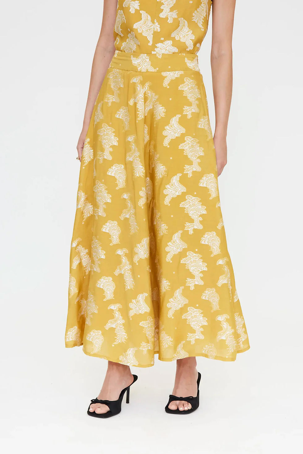 Miniatura: Gonna lunga  con stampa jacquard gialla 