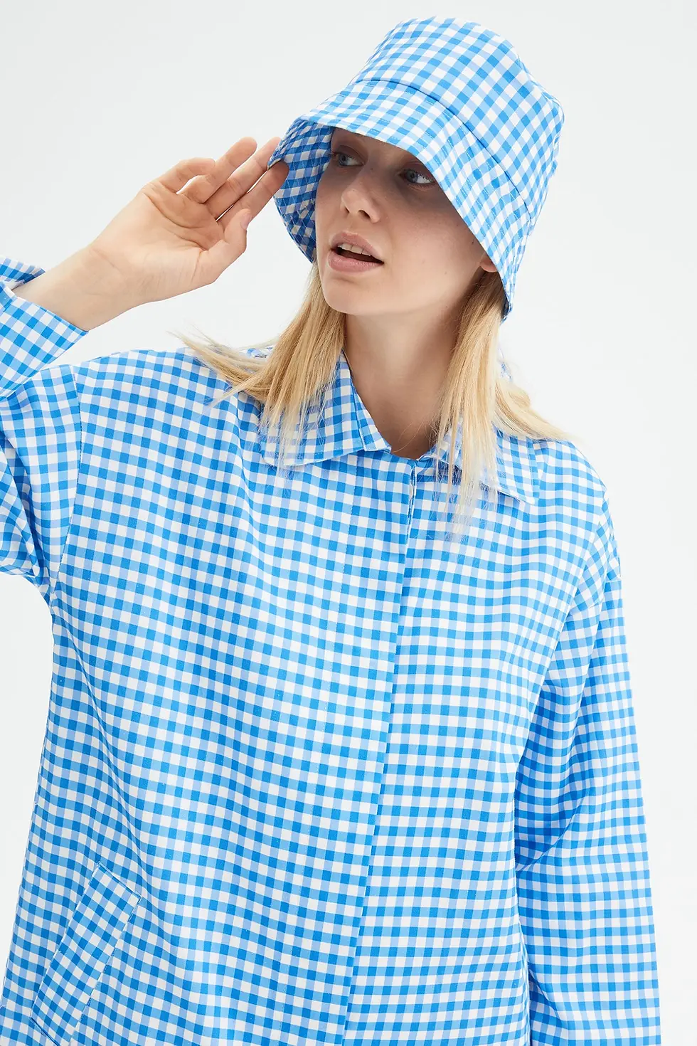 Impermeabile Vichy blu