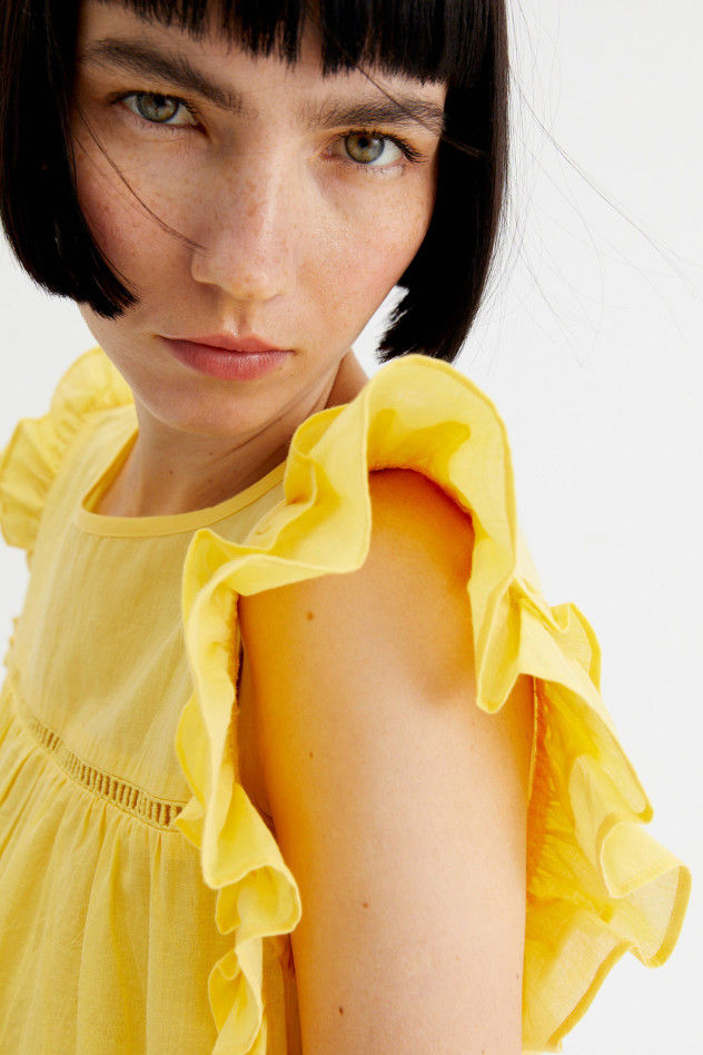 Top in voile di cotone di colore giallo