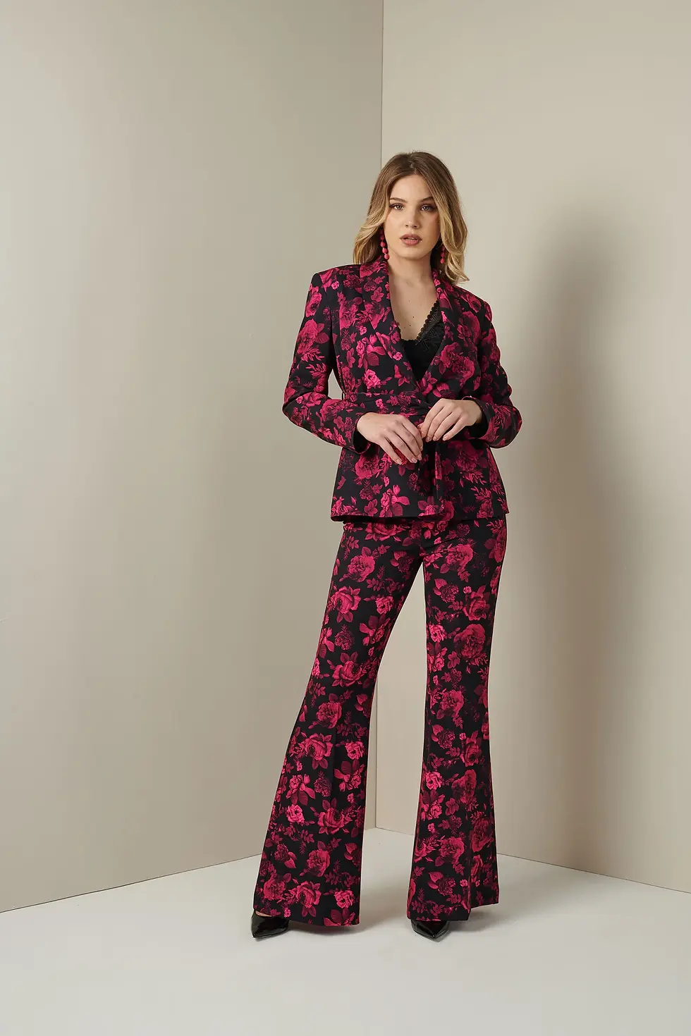 Giacca fiori fucsia con fusciacca