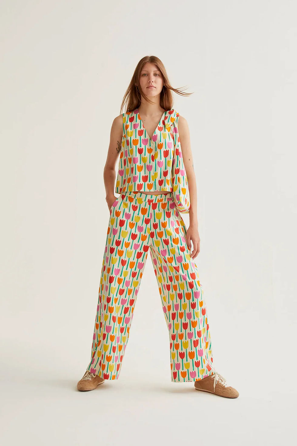 Miniatura: Pantaloni con tulipani 100% cotone