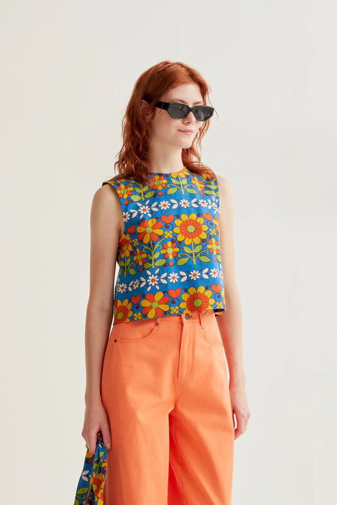 Top  100% cotone con stampa garden