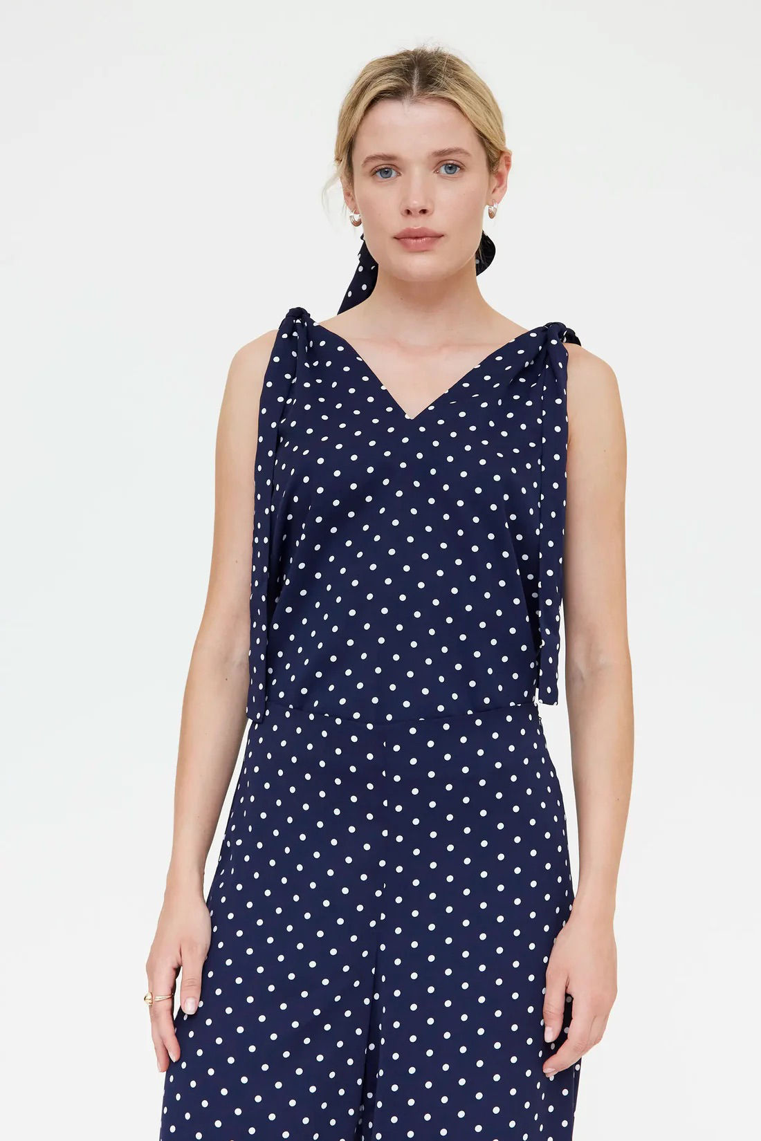 Top con mini pois blu