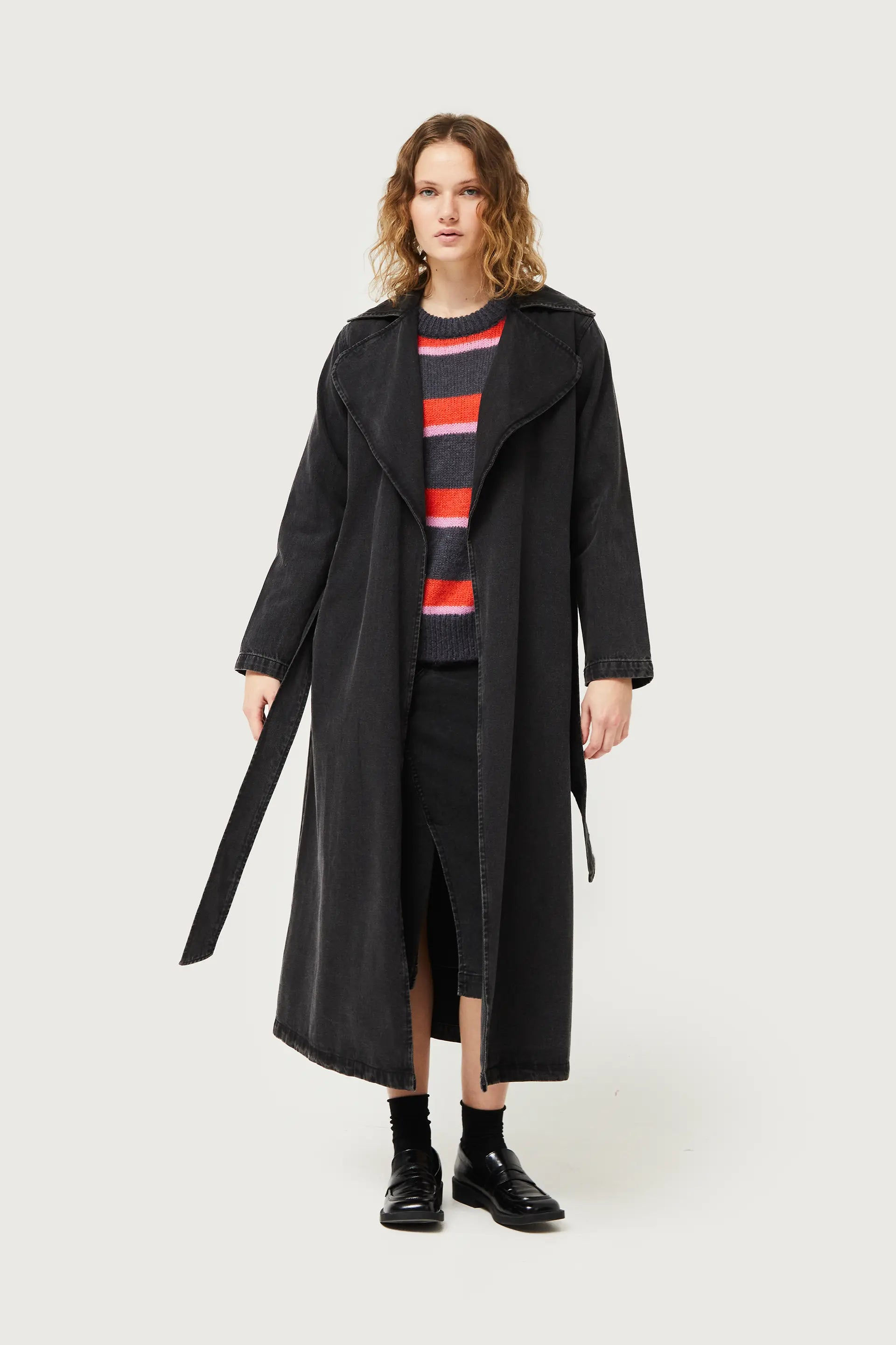 Trench in denim nero