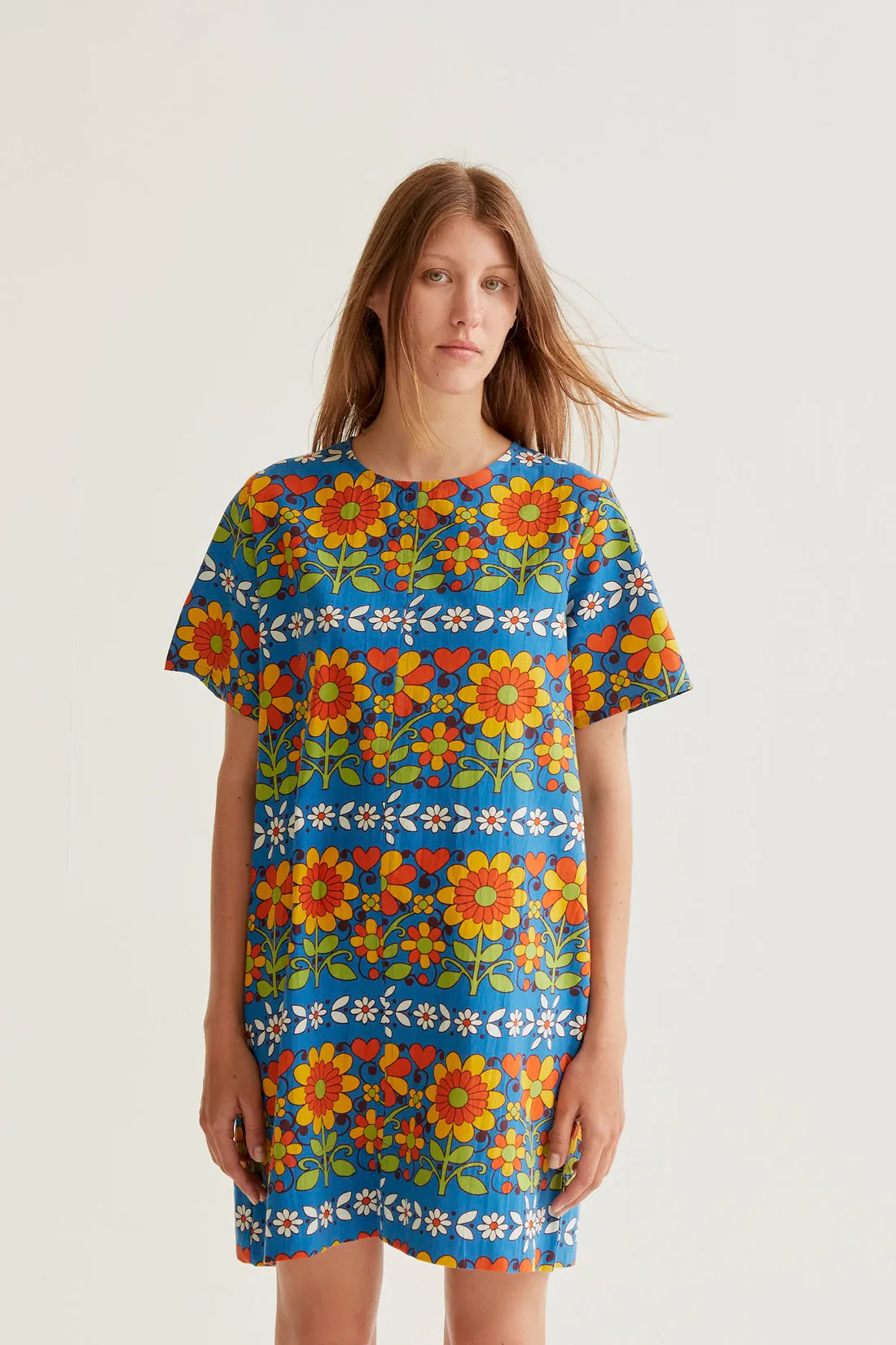 Abito corto 100% cotone stampa garden 