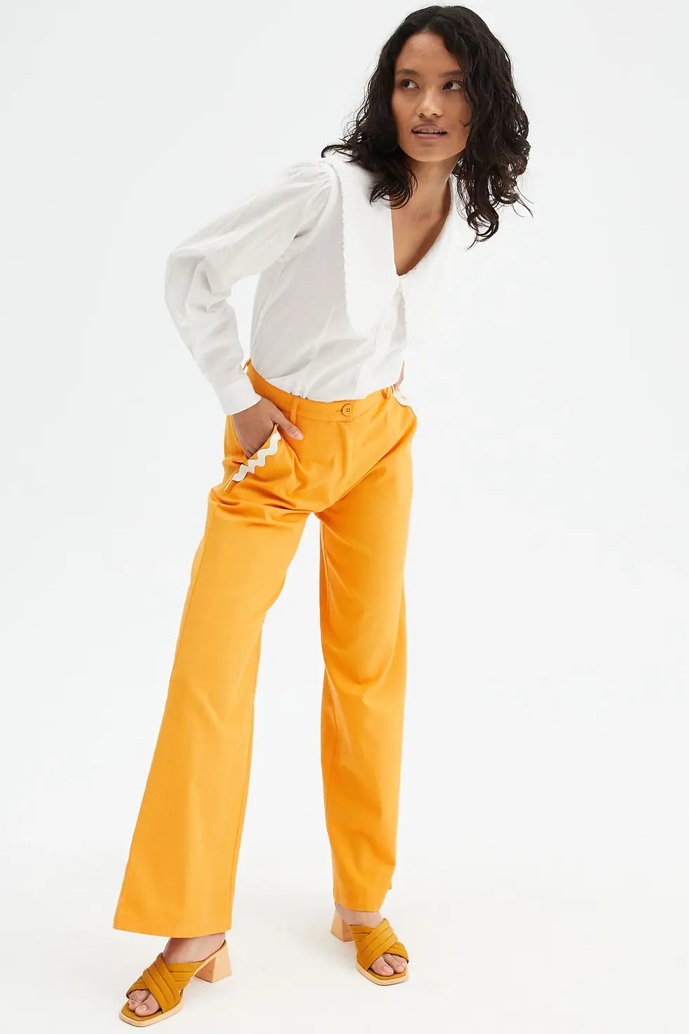 Pantaloni cotone arancio
