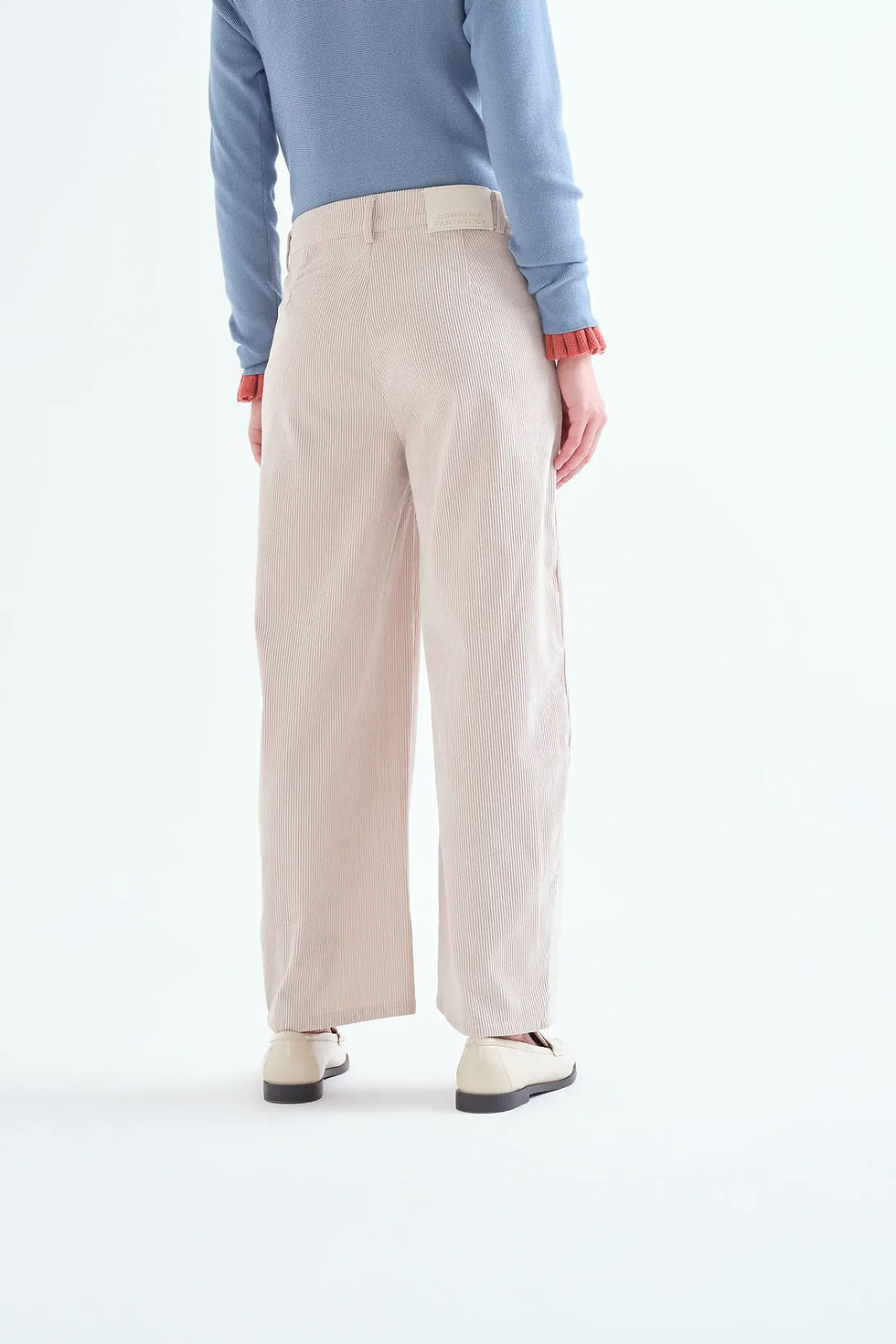 Miniatura: Pantaloni in velluto a coste bianco sporco