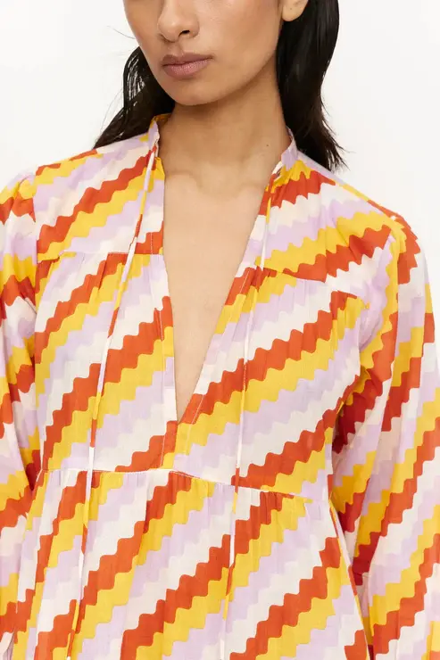 Miniatura: Tunica cotone stampa floreale zigzag