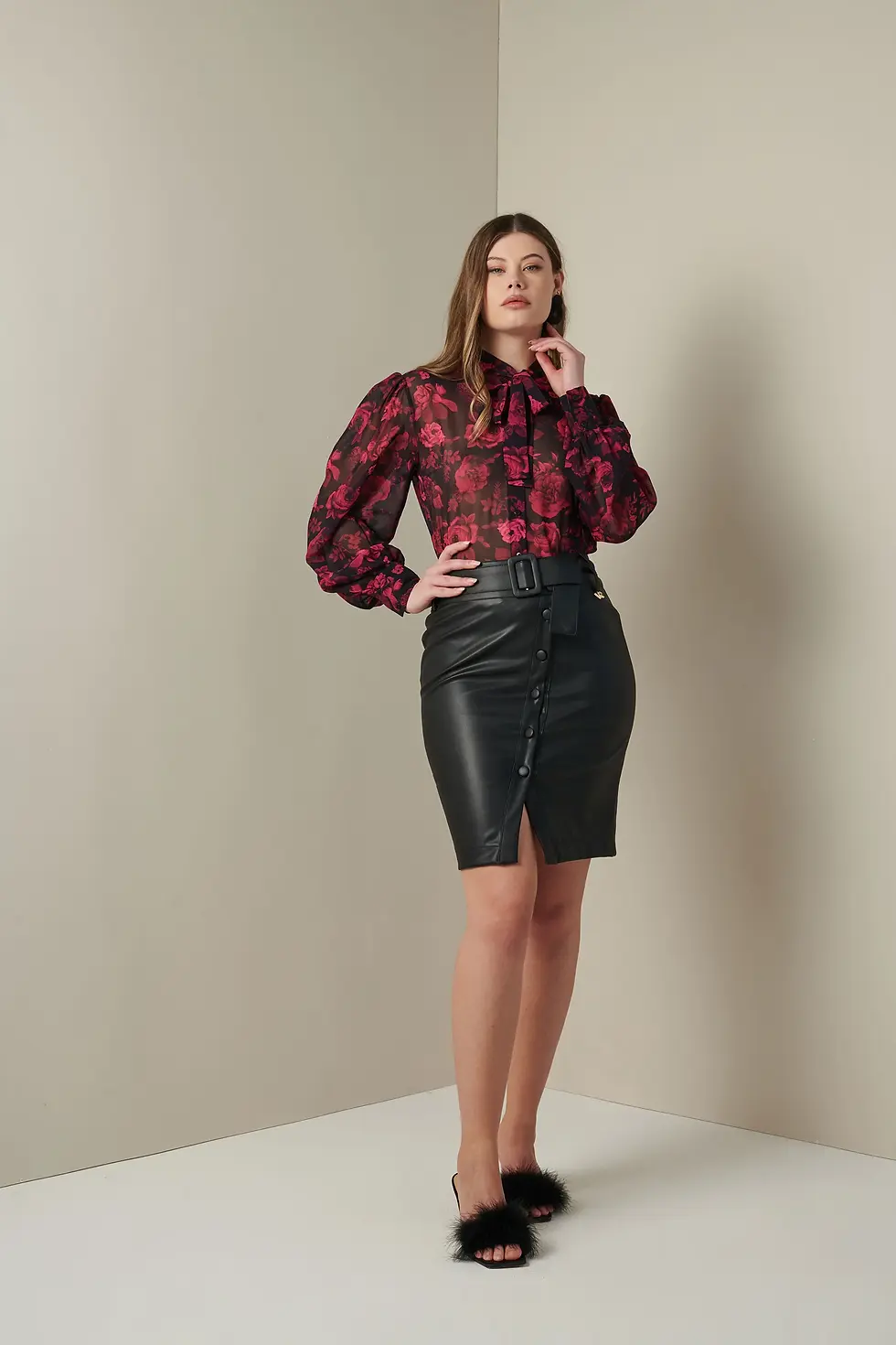 Miniatura: Blusa fiori fucsia