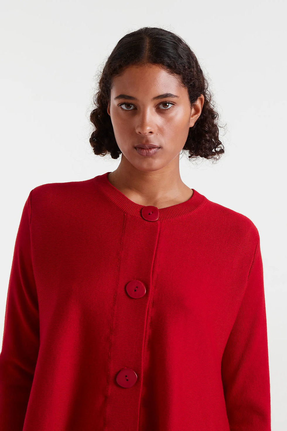 Miniatura: Cardigan in maglia svasata rossa