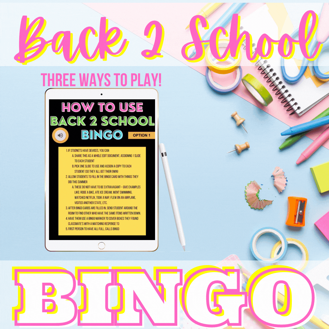 Back to School Bingo (Google Slides or Print)