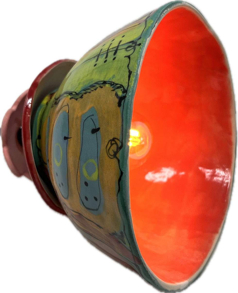 Thumbnail: Whimsy Clayworks Ceramic Pendant Lamp with Deep Orange Inside