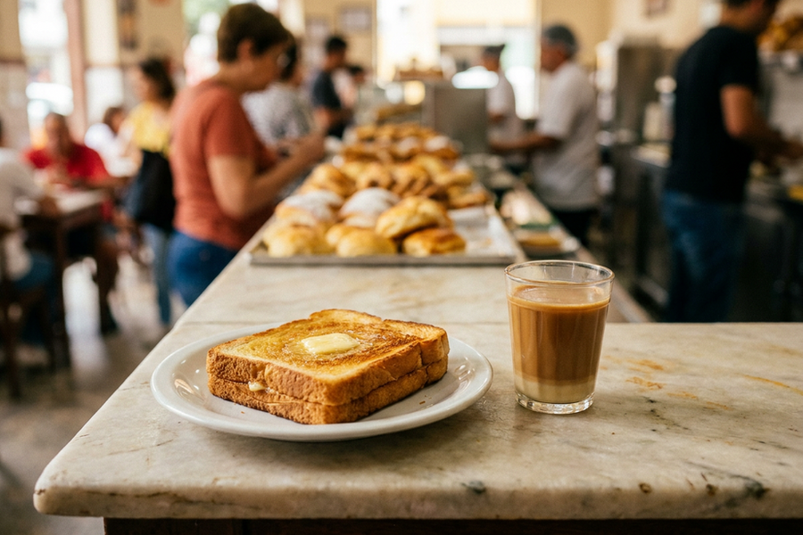 Padaria Bella Paulista — Pão na chapa + a pingado