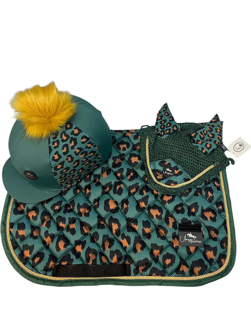 Thumbnail: Hunter Green Leopard Print Full Matchy Riding Set
