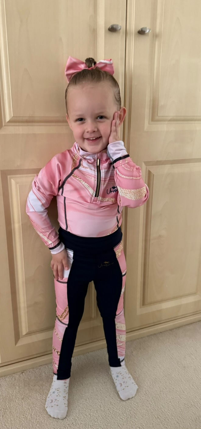 Thumbnail: Rose Gold Marble Effect Half Pattern Riding Tights