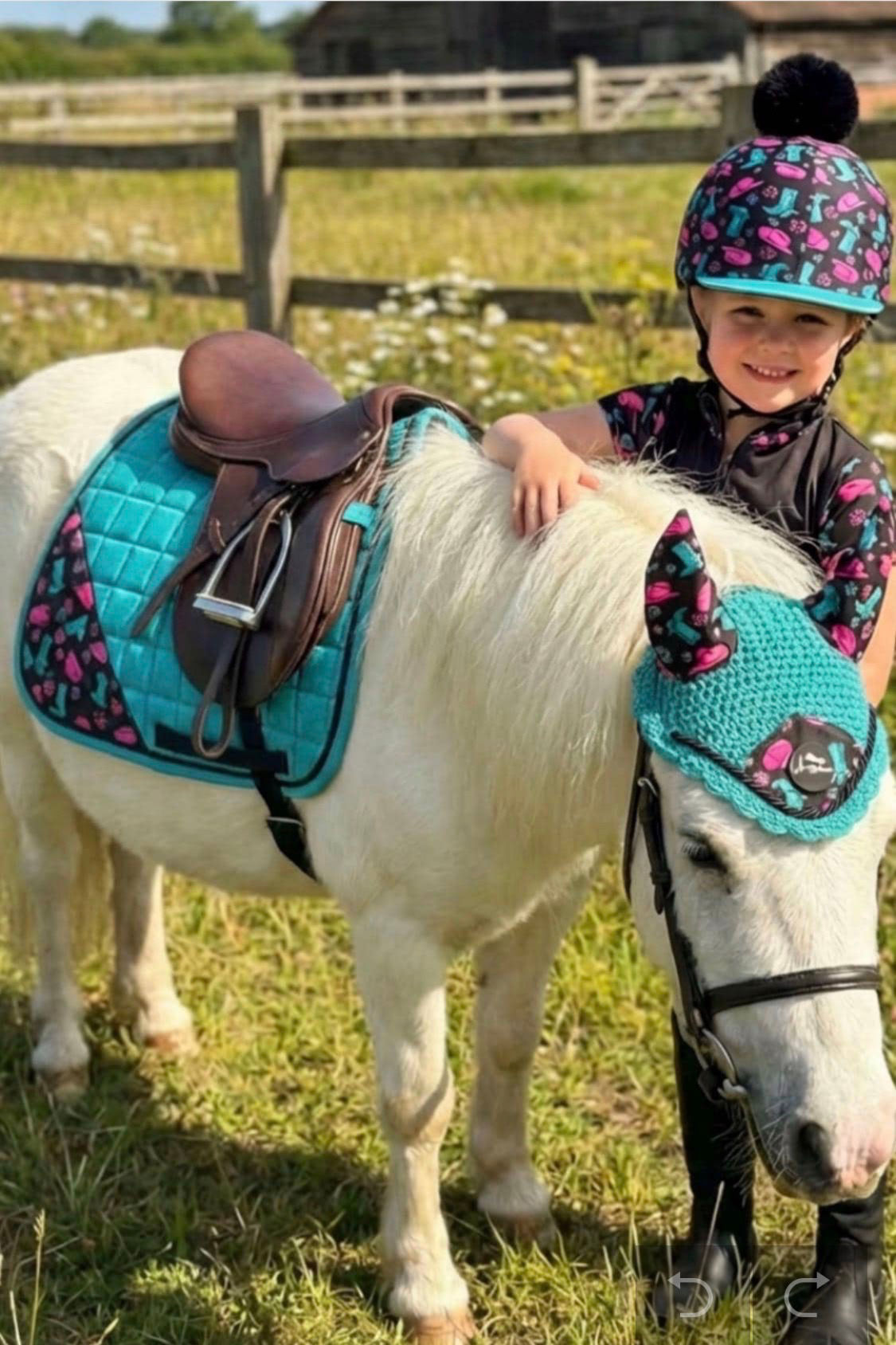 Children's Cow Girl Design Turquoise Horse Riding Set