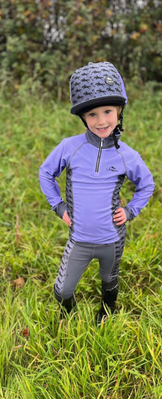 Thumbnail: Lavender/Grey Beautiful Horse Detail  Baselayer, Pad & Silk - Option 3