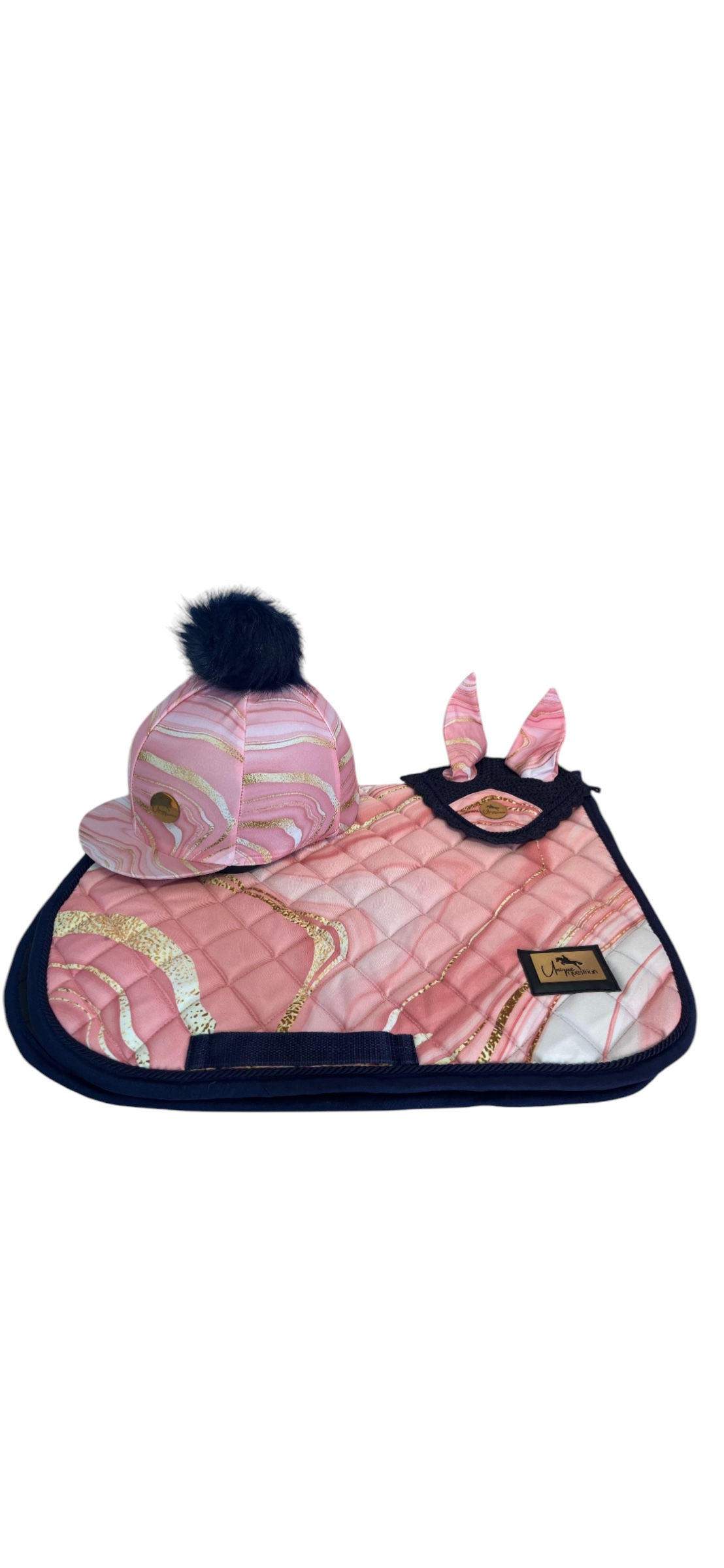 Rose Gold Marbel Effect Saddle Pad Sets