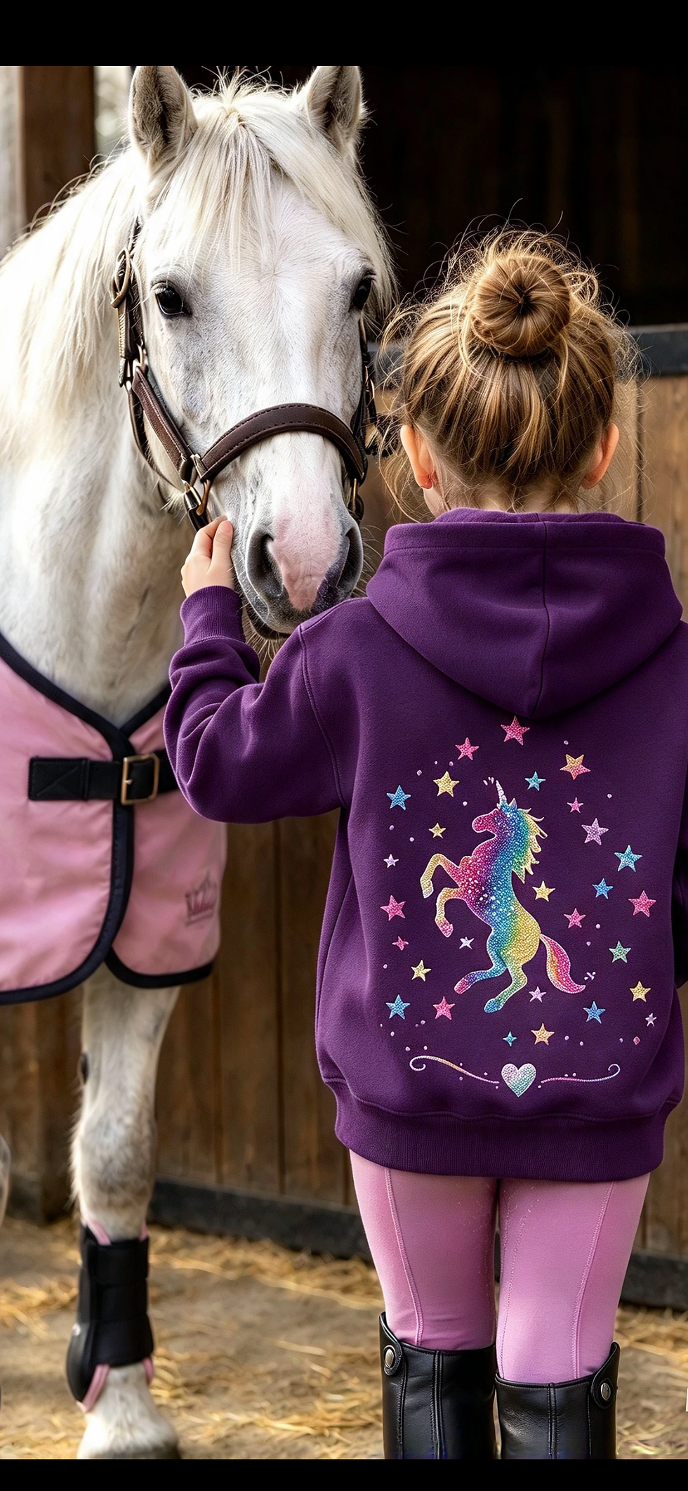 Thumbnail: Kids Personalised Unicorn Fleece Lined Hoodie