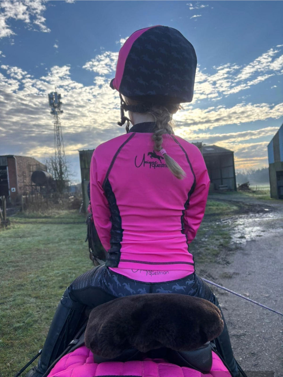 Thumbnail: Hot Pink/Black Beautiful Horse Detail  Baselayer Pad & Ears  - Option 4