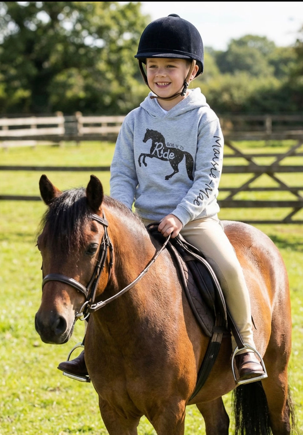 Thumbnail: Born To Ride Glitter Printed Personalised Hoodie Name Printed On Sleeve