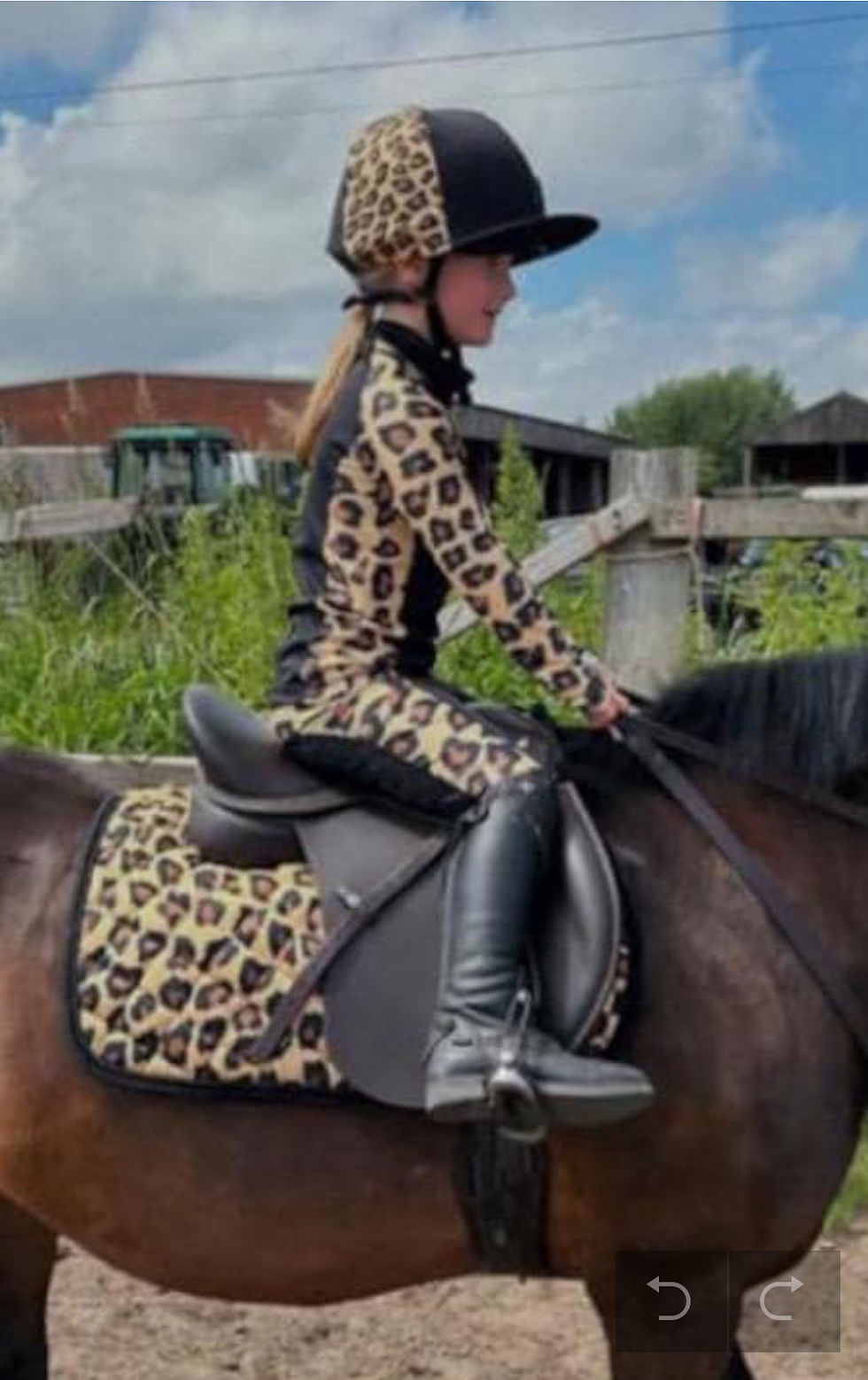 Thumbnail: Children's Black Leopard Print Horse Riding Set - Option 4