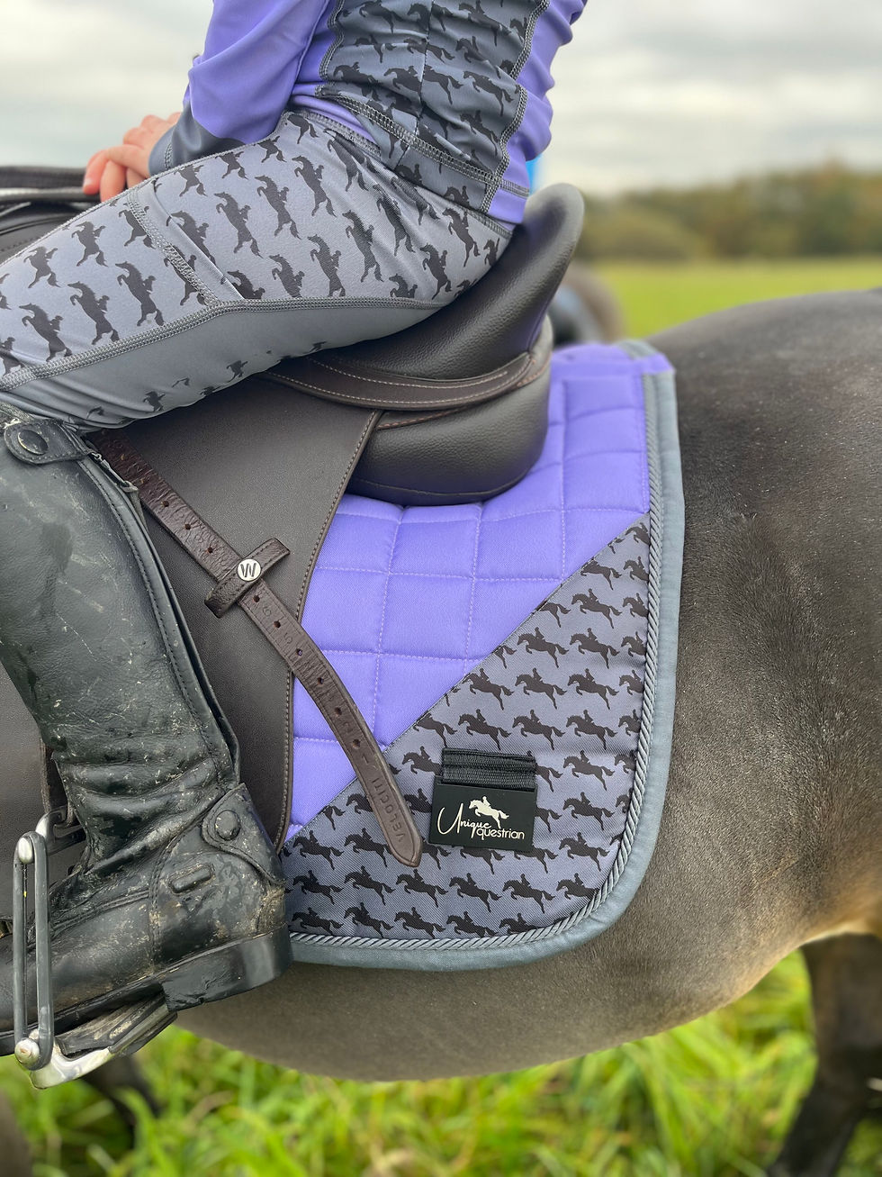 Thumbnail: Stunning Saddle Pad Set in Our New Lavender with Horse Print Design