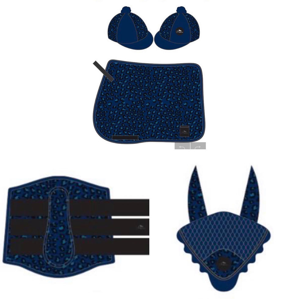 Thumbnail: French Navy Leopard Print Full Matchy Horse Riding Set