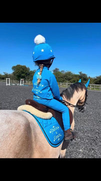 Thumbnail: Teal Full Matchy Matchy Riding Set with White Print