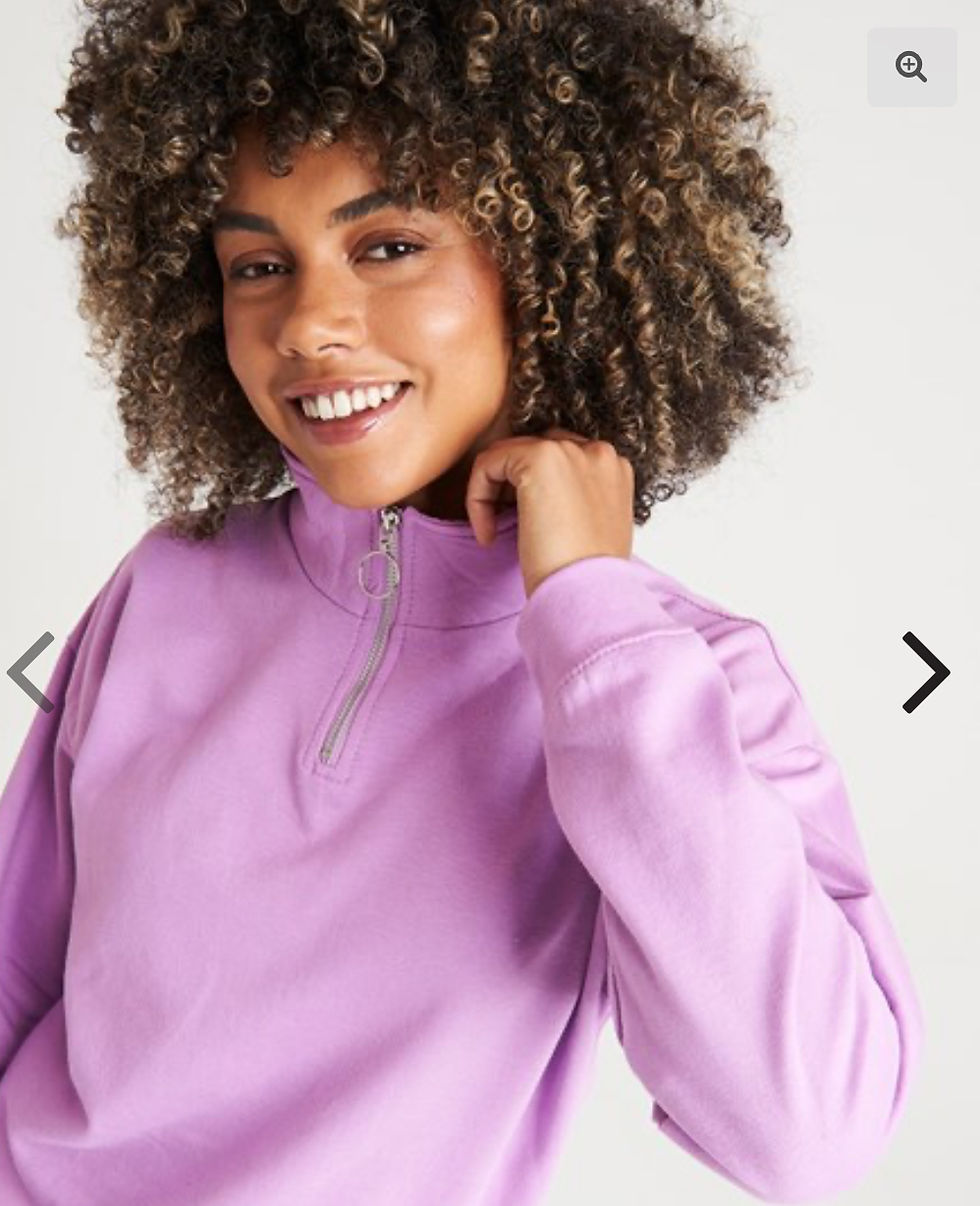 Thumbnail: Cropped 1/4 Zipped Lavender Sweatshirt