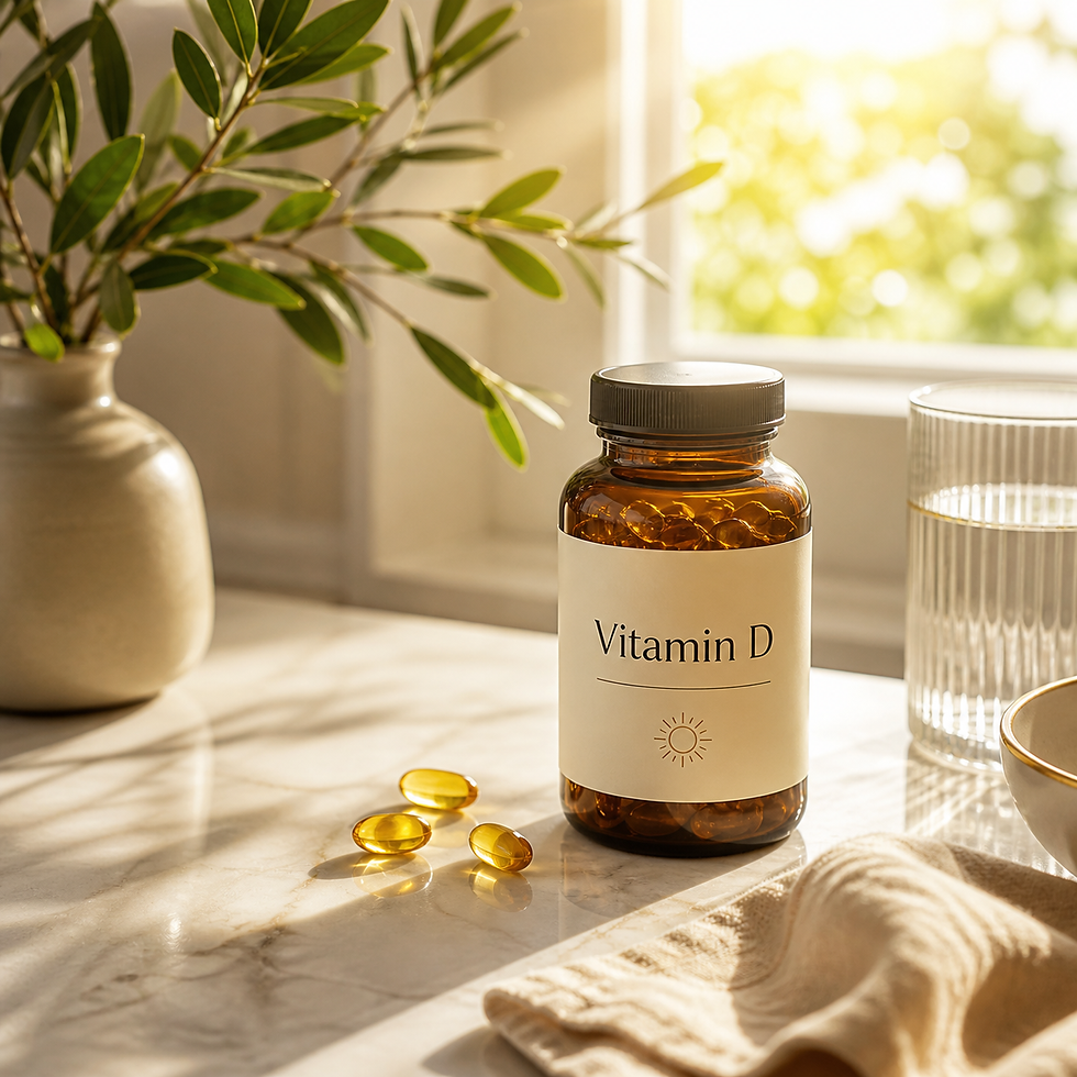 Illustration einer Vitamin‑D‑Kapsel und Sonnensymbol, Symbolbild für Vitamin‑D‑Studie 2026