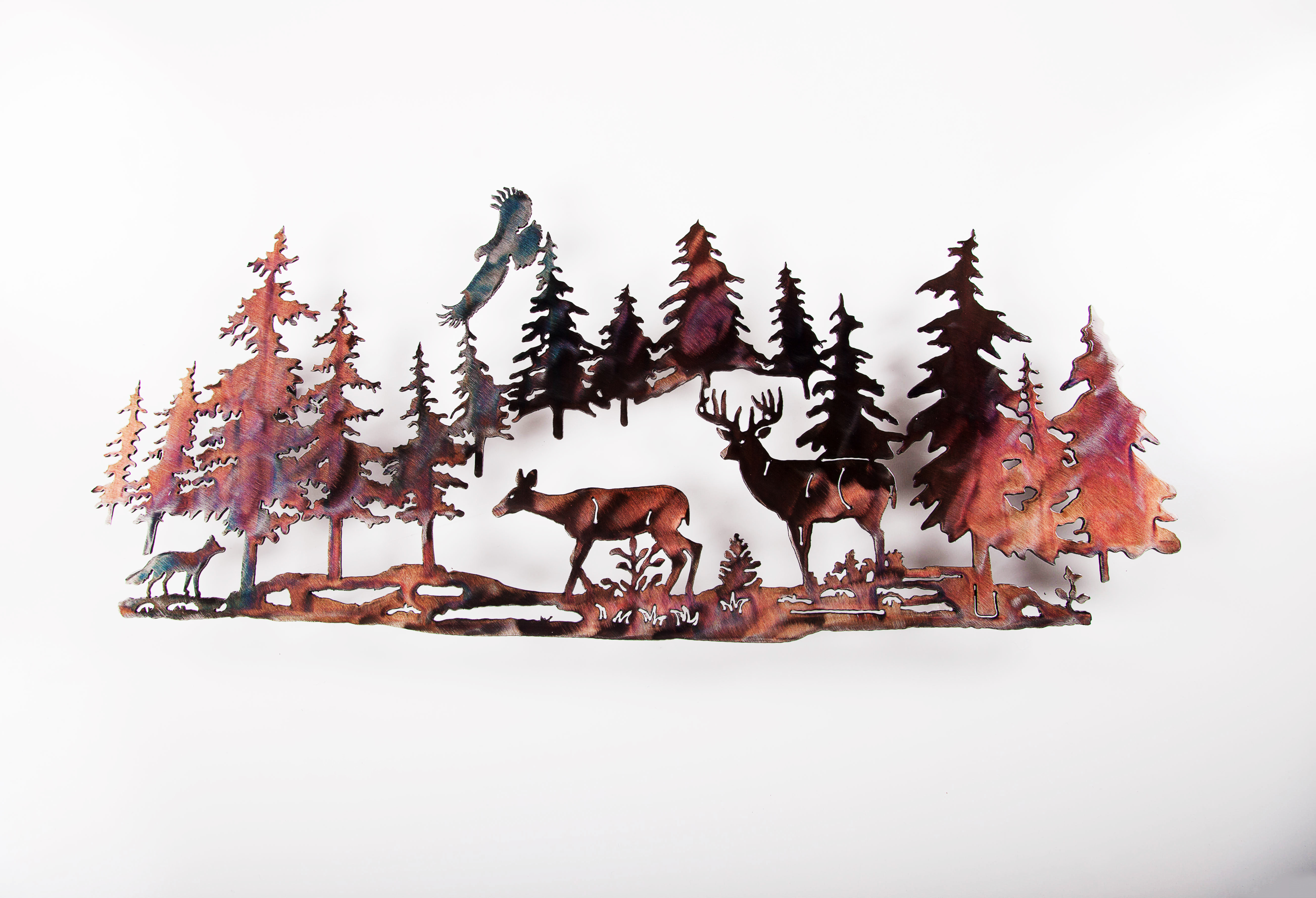 Deer w/ Fox in Pines (P)