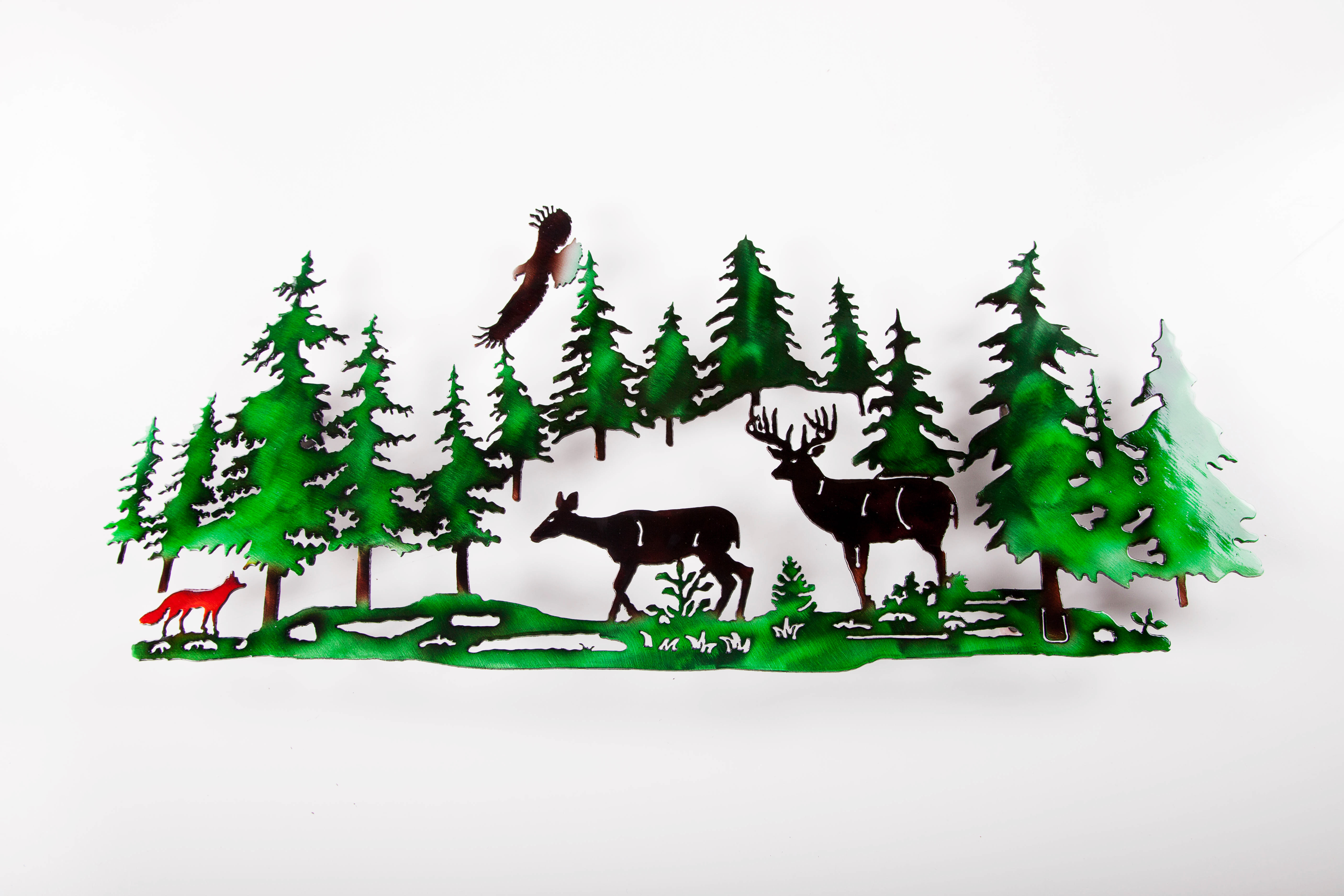 Deer w/ Fox in Pines (C)