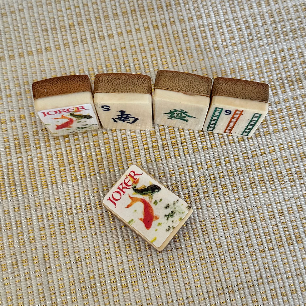 Thumbnail: Vintage 1920’s Mahjong Set-Bone and Bamboo tiles in acrylic case
