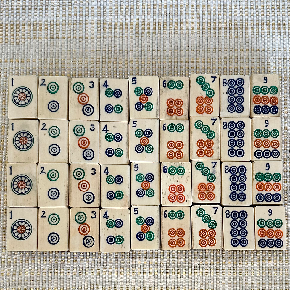 Thumbnail: Vintage 1920’s Mahjong Set-Bone and Bamboo tiles in acrylic case