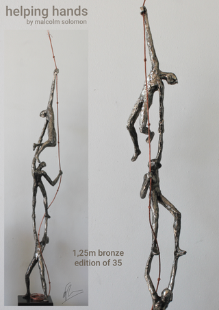 Helping Hands Climber Bronze Sculpture Art